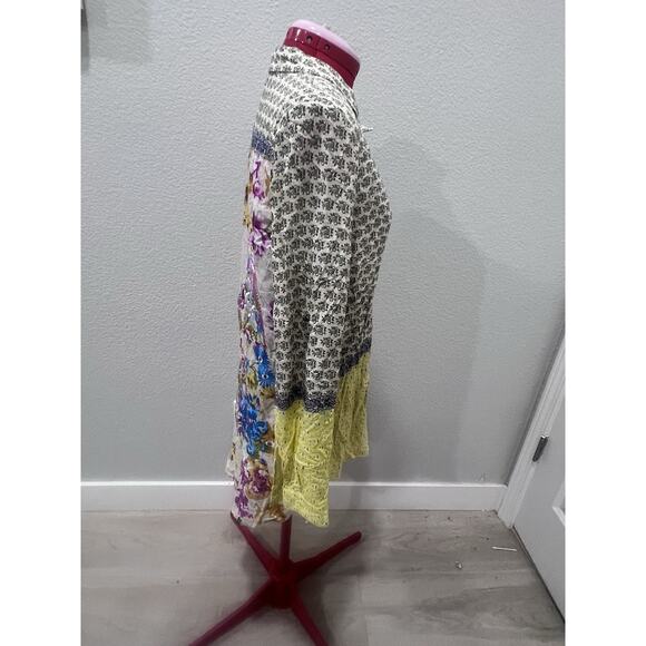 Aratta Silent Journey Mixed Embroidered Print Top size Small - Picture 2 of 8